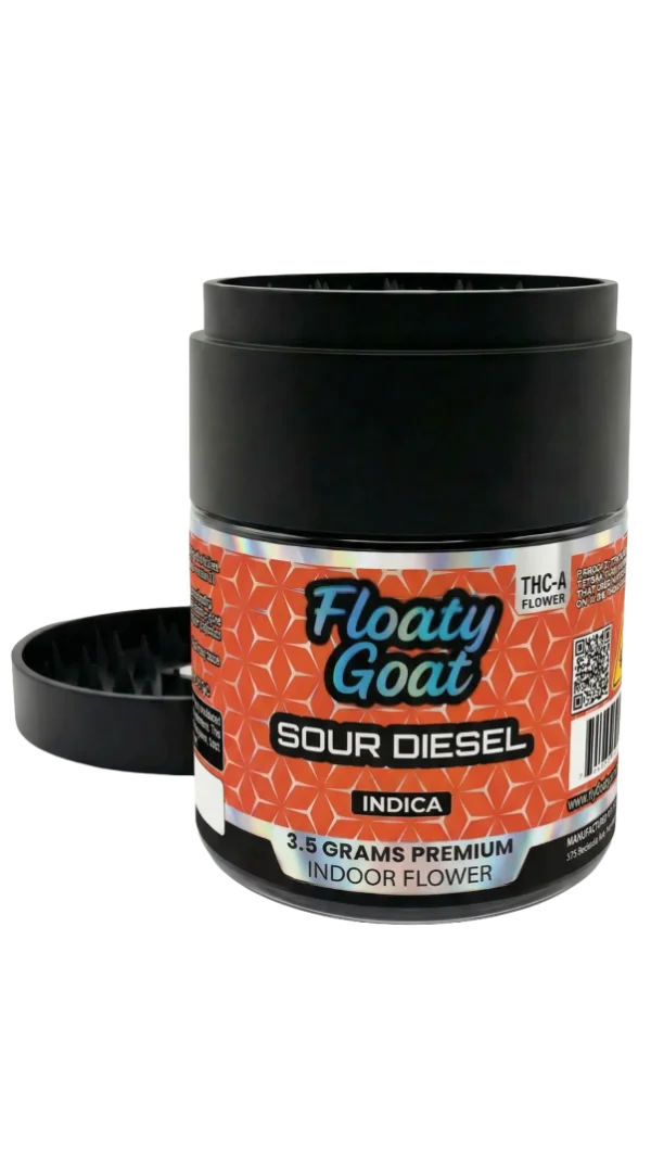 Sour Diesel THCa Flower Jar – 3.5g with Grinder Lid