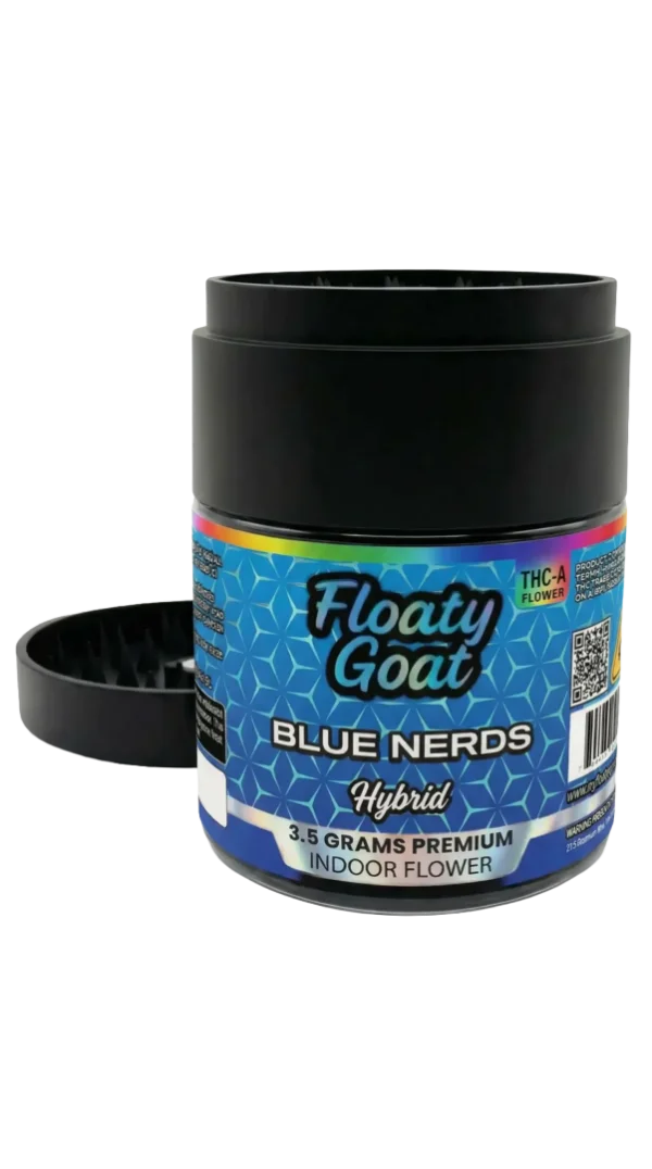 Blue Nerds THCa Flower Jar – 3.5g with Grinder Lid